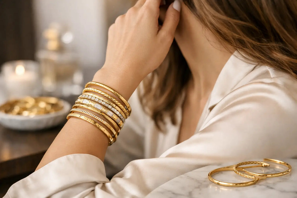How to Stack Gold Bangles With Effortless Style