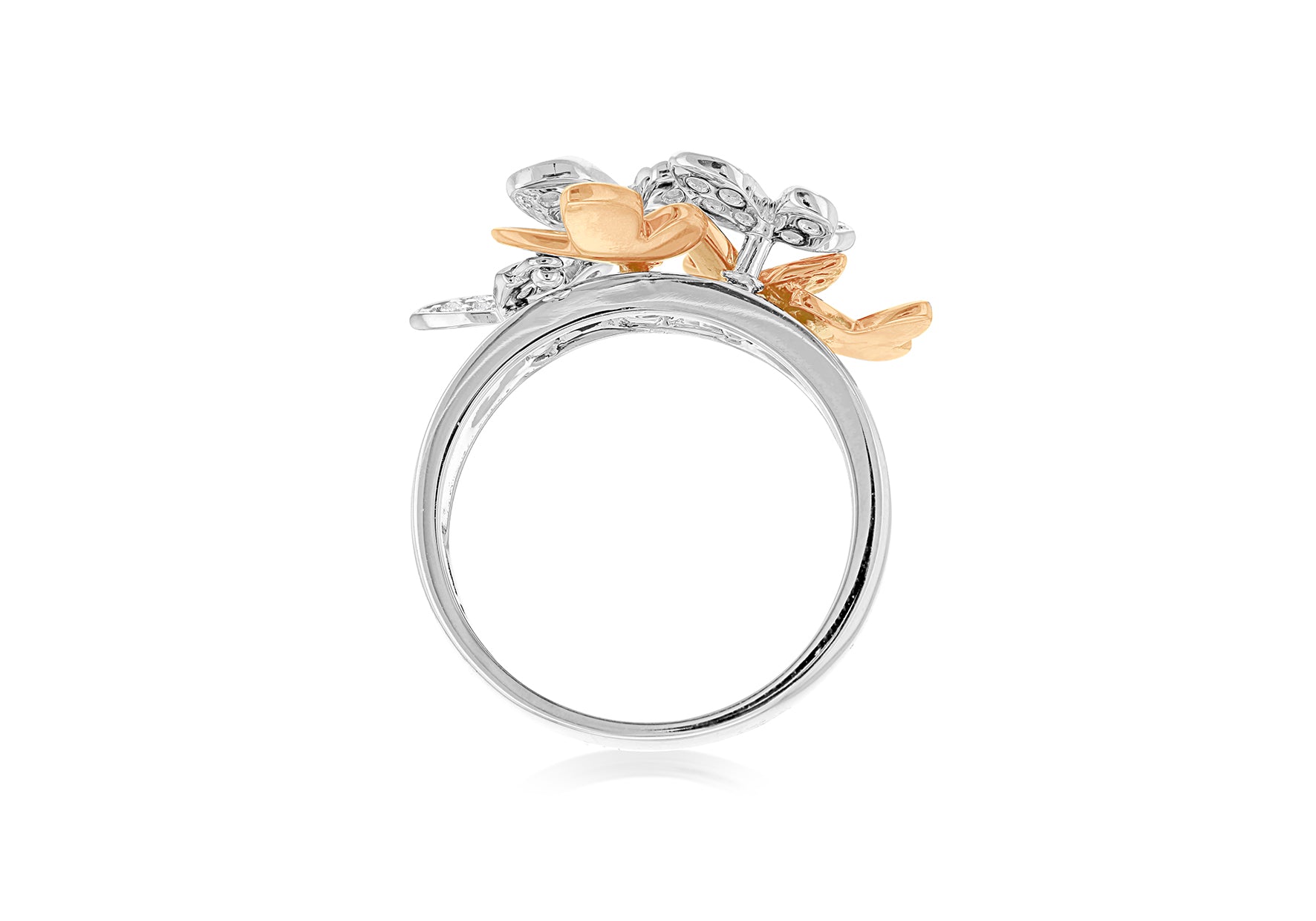 18ct Two-Tone Gold 0.18ct Diamond Butterfly Cluster Ring