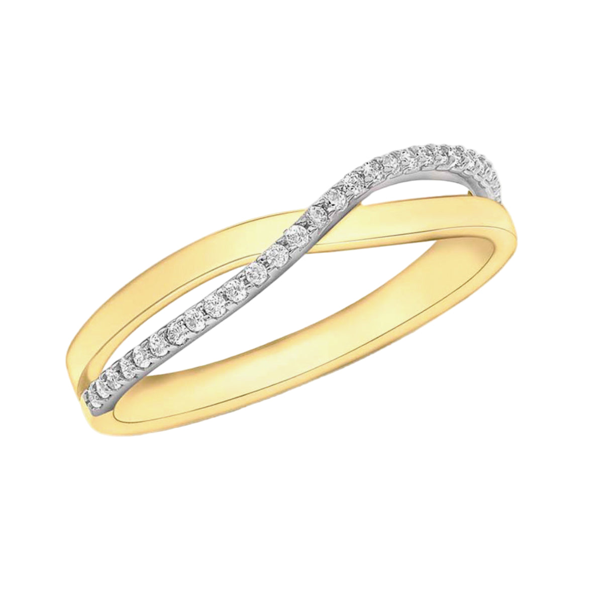 9ct Yellow Gold Zirconia Crossover Band Ring