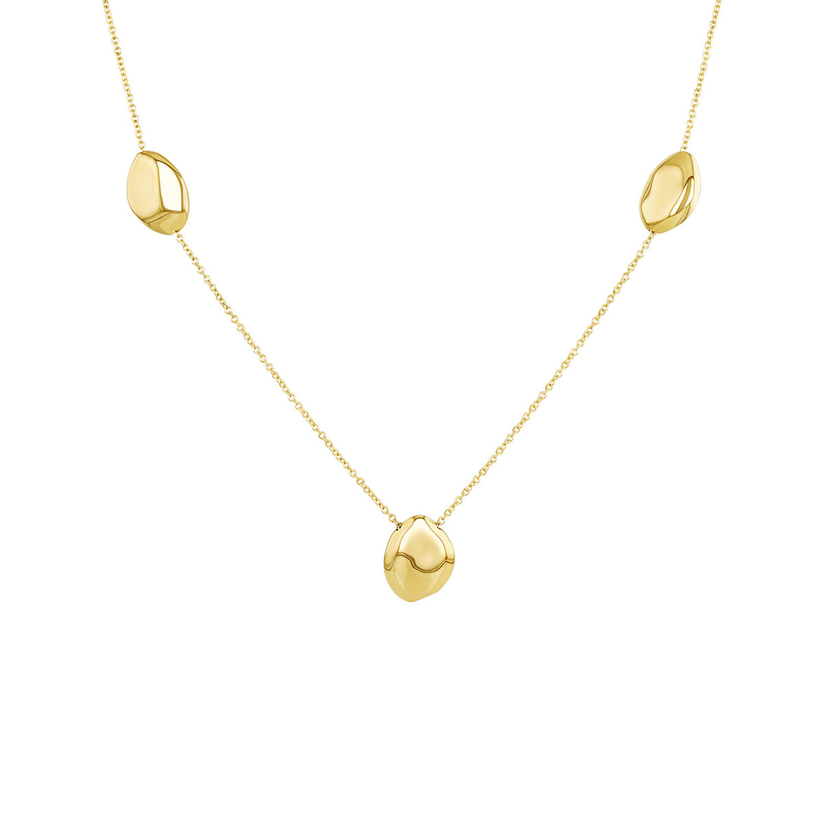 9ct Yellow Gold Tidal Pebble Station Necklace