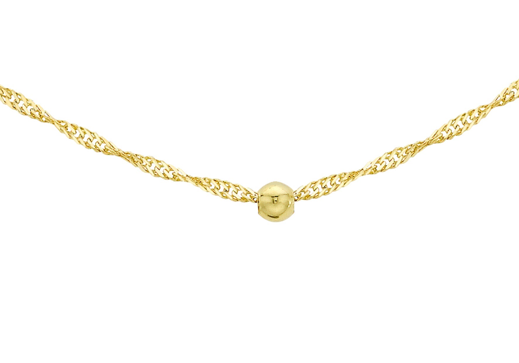 9ct Yellow Gold Diamond Cut Ball & Twist Curb Chain
