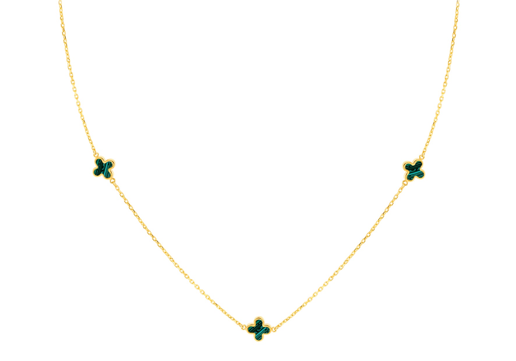 9ct Yellow Gold Malachite Petals Necklace