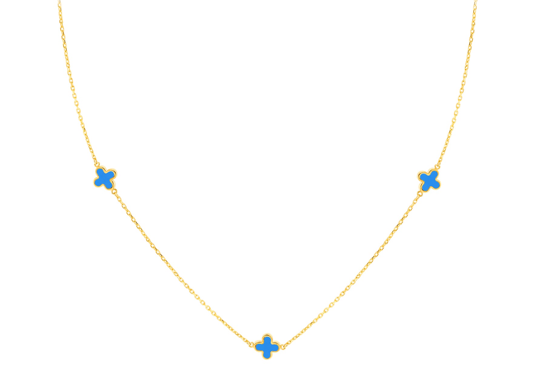9ct Yellow Gold Turquoise Petals Necklace