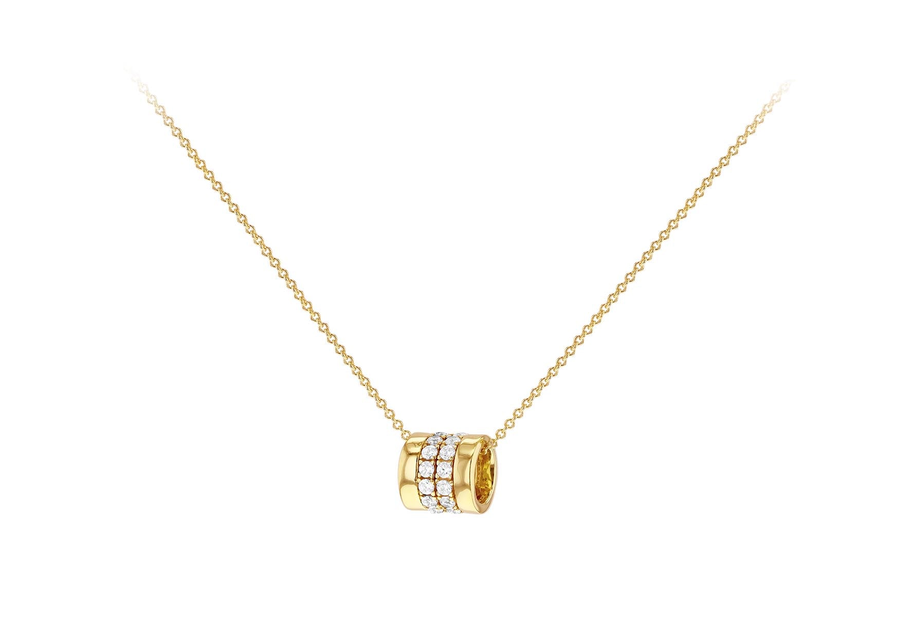 9ct Yellow Gold White Zirconia Ring Necklace