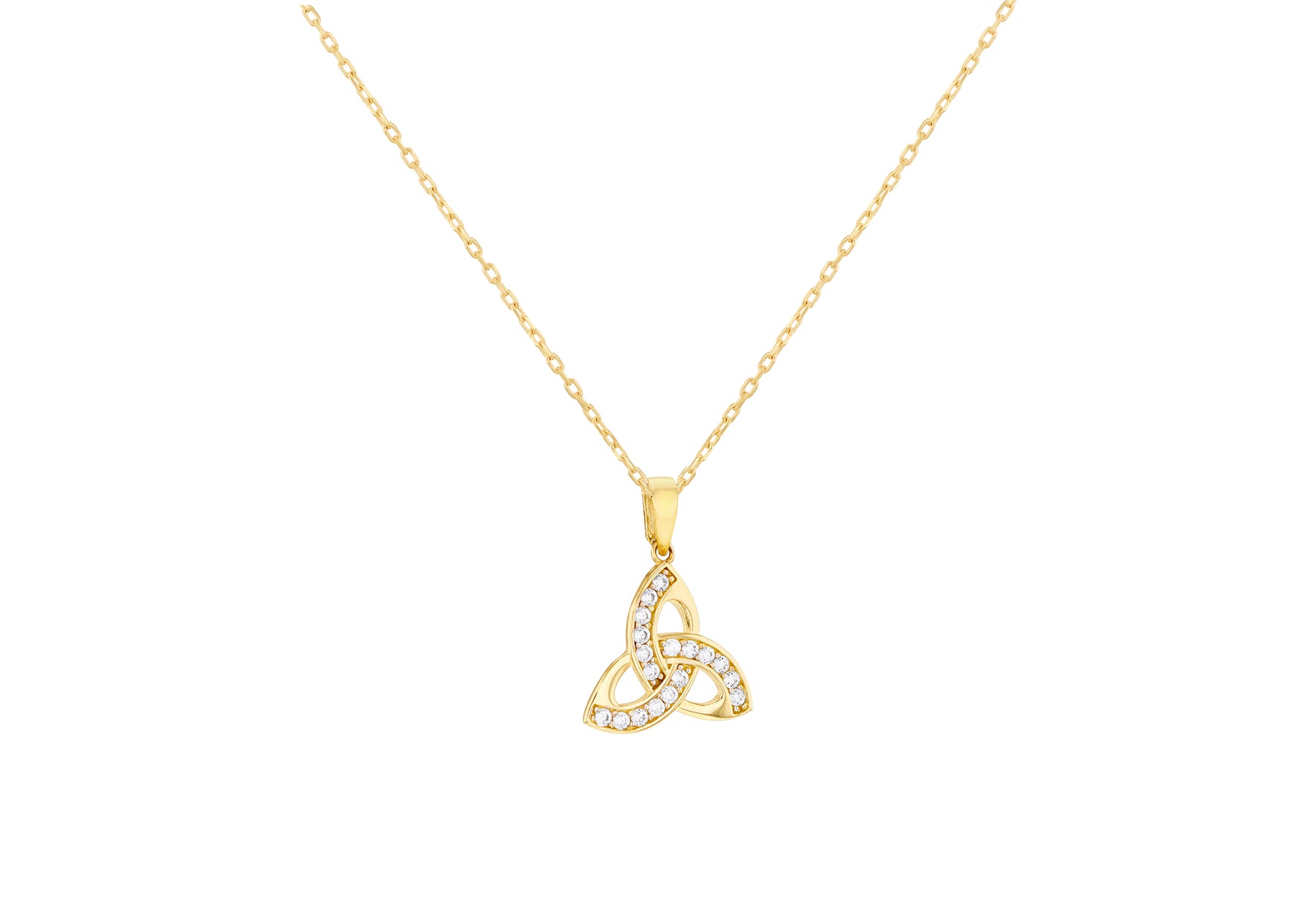 9ct Yellow Gold White Zirconia Celtic Necklace