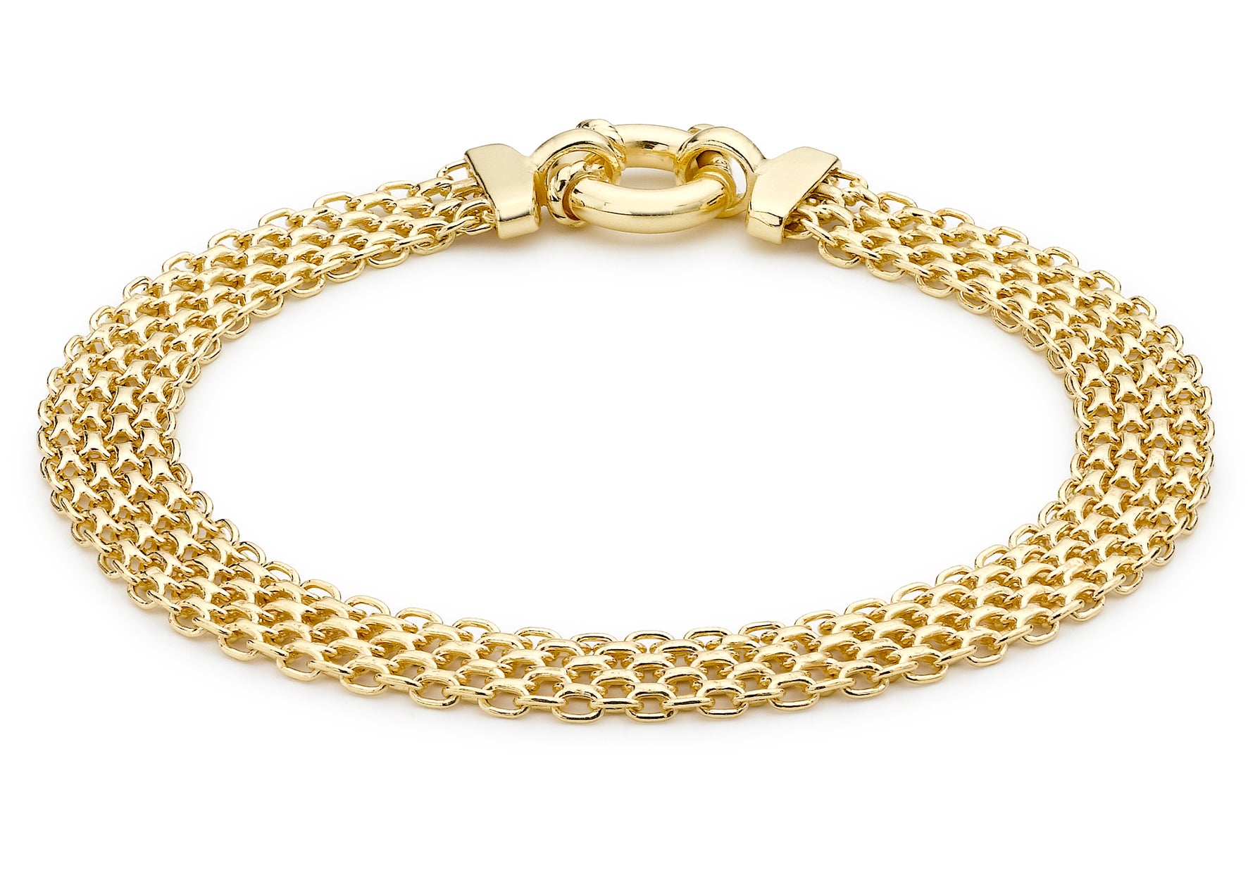 9ct Yellow Gold Woven Links Bolt Ring Bracelet