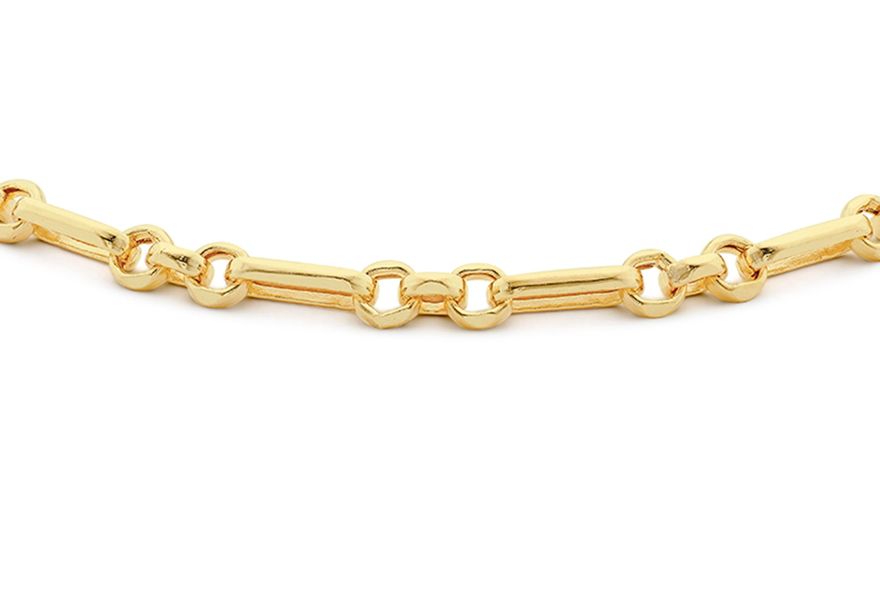 9ct Yellow Gold Round Bar & Round Links Belcher Bracelet