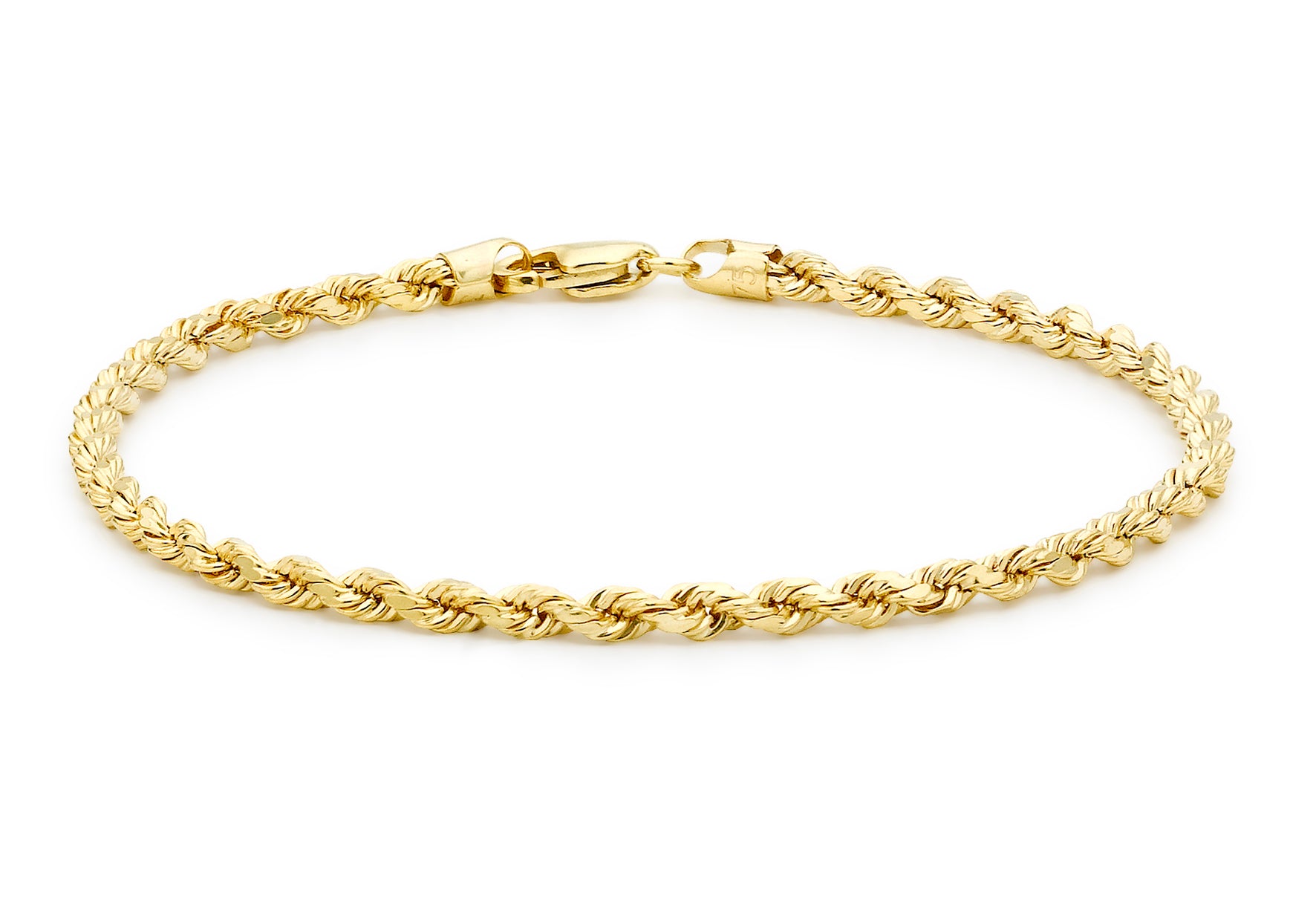 9ct Yellow Gold Diamond Cut Rope Bracelet