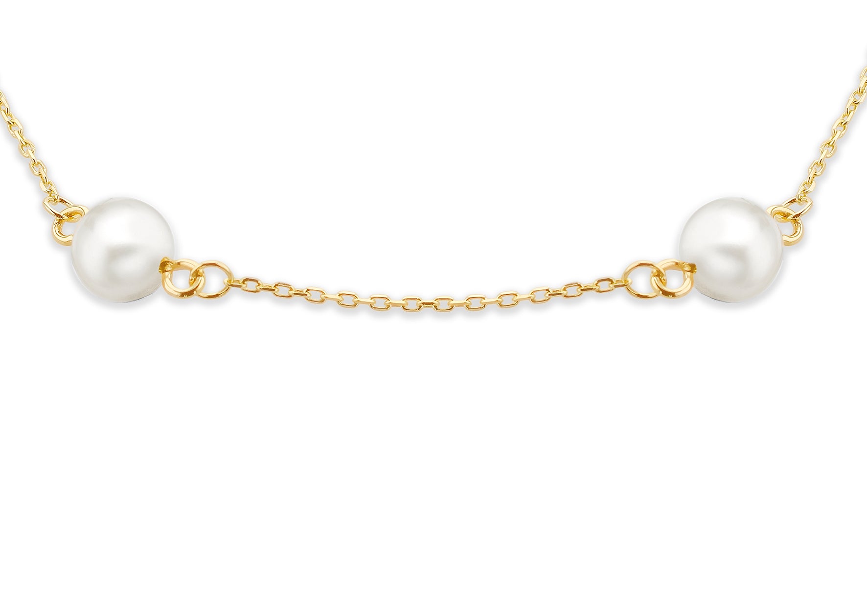 9ct Yellow Gold Pearl Orbit Station Bracelet