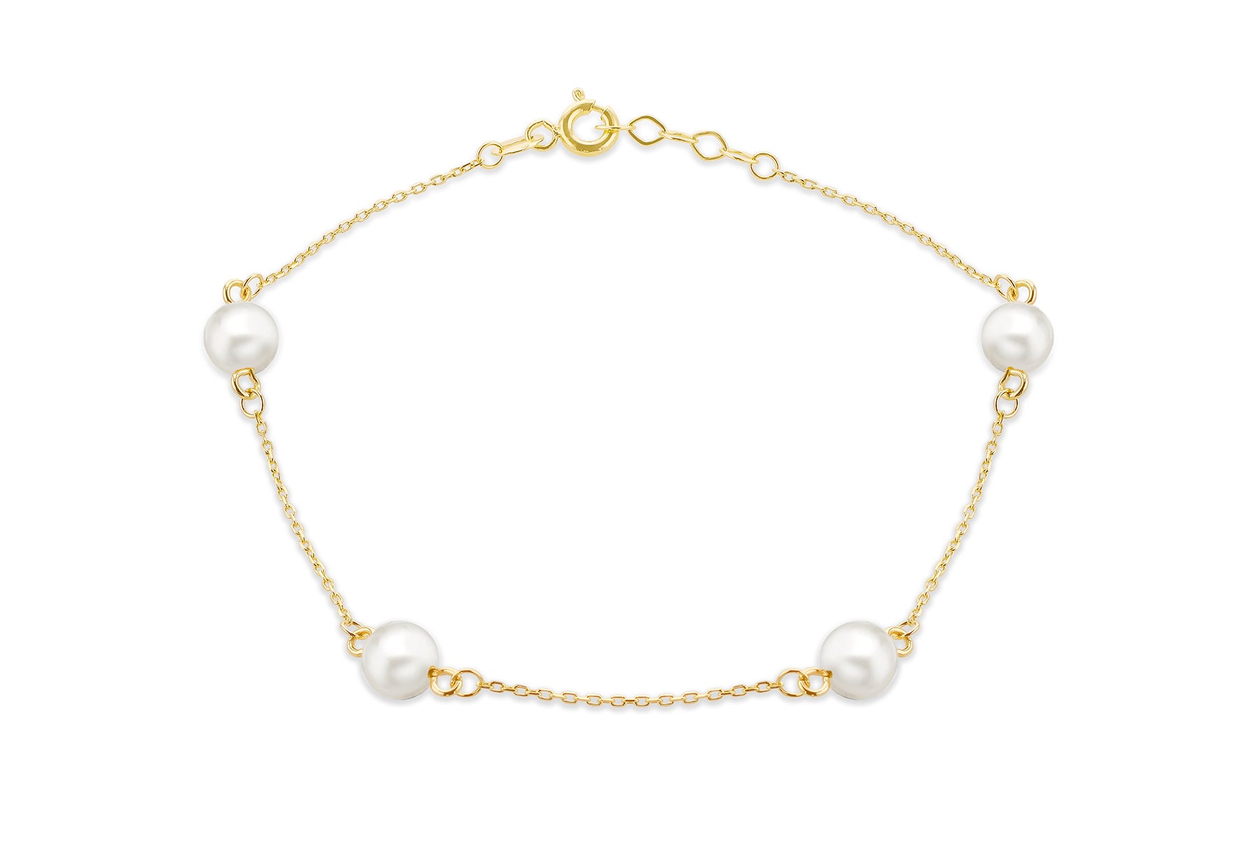 9ct Yellow Gold Pearl Orbit Station Bracelet