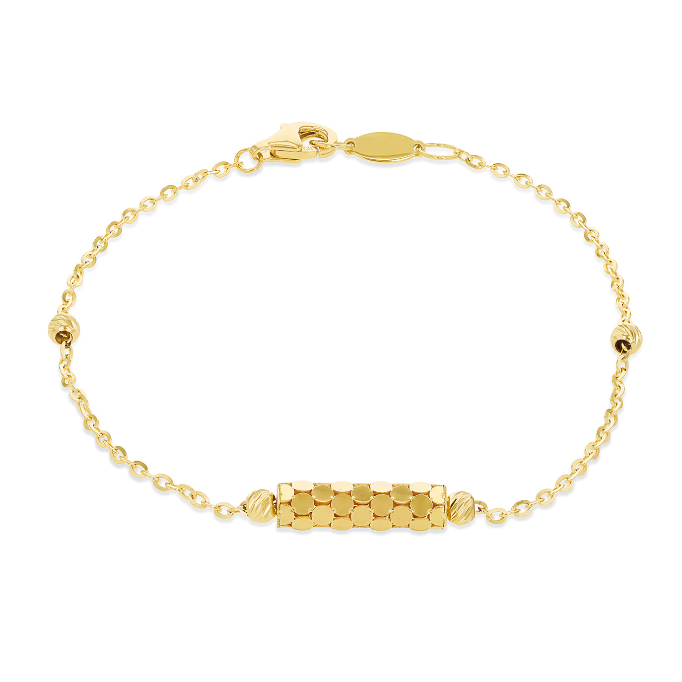 9ct Yellow Gold Honeycomb Bar Station Bracelet