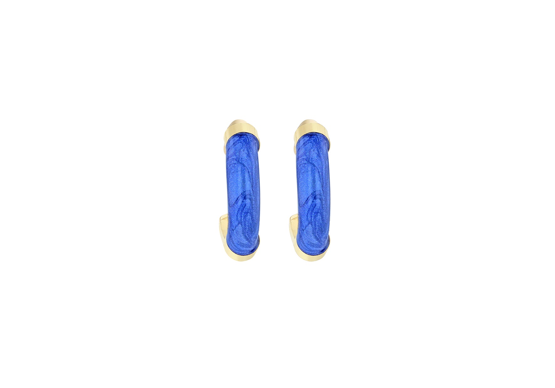 9ct Yellow Gold Blue Enamel Twisted Hoop Creole Earrings