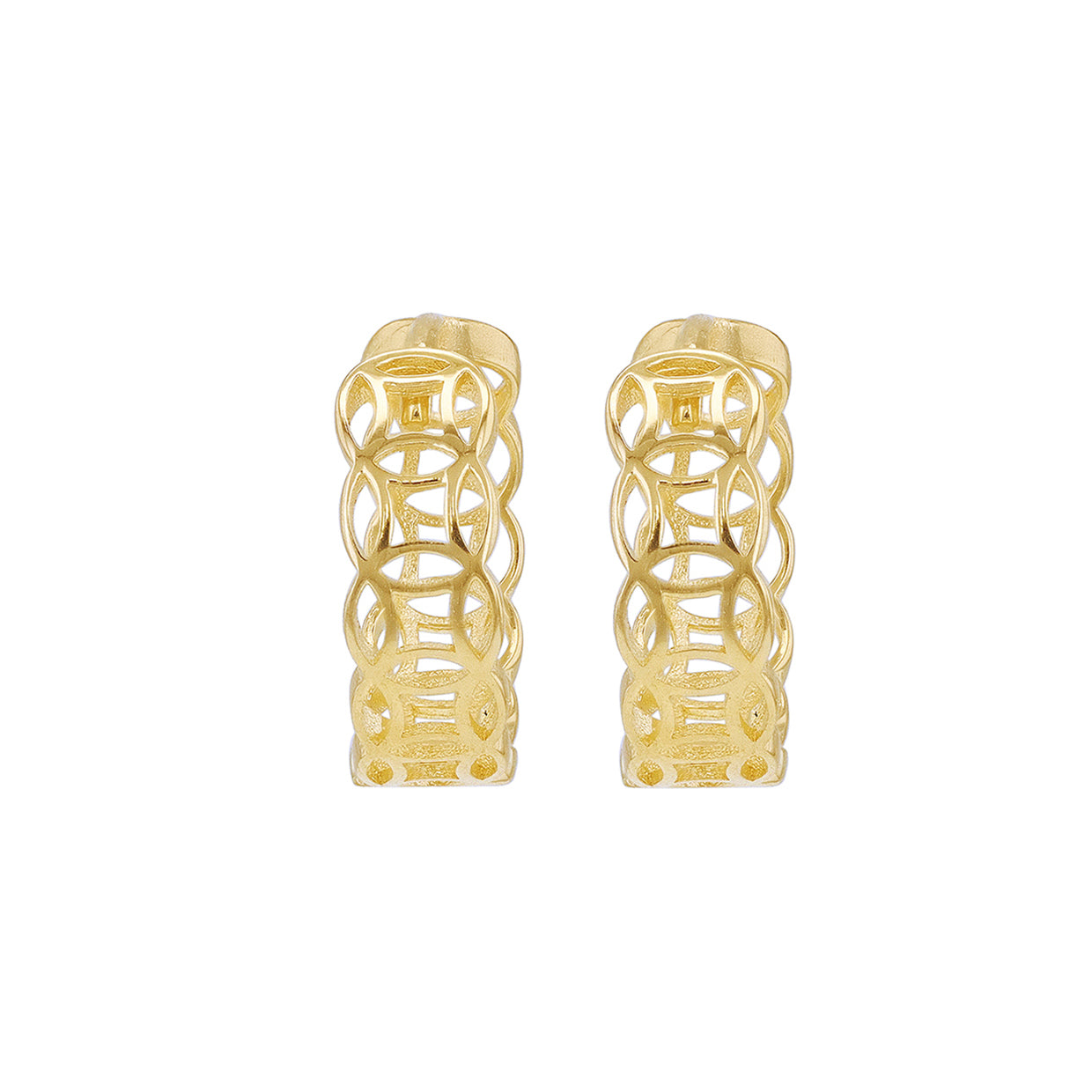 9ct Yellow Gold Openwork Chain links Hoop Earrings