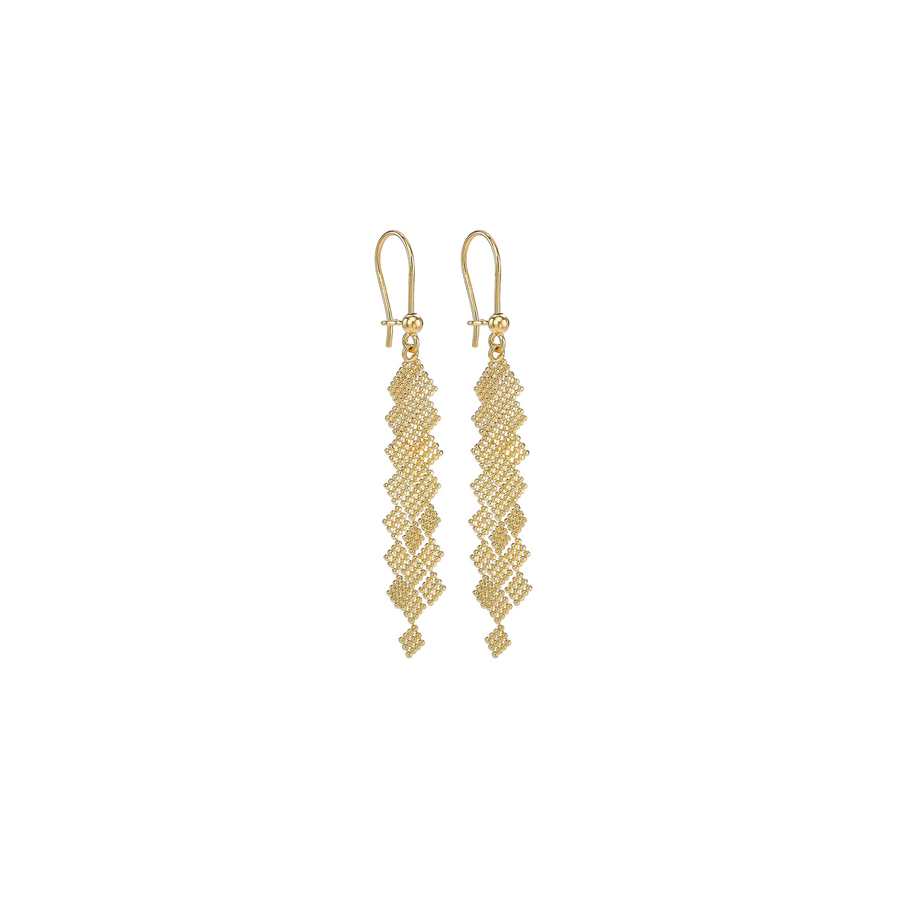 9ct Yellow Gold Woven Mesh Drop Earrings