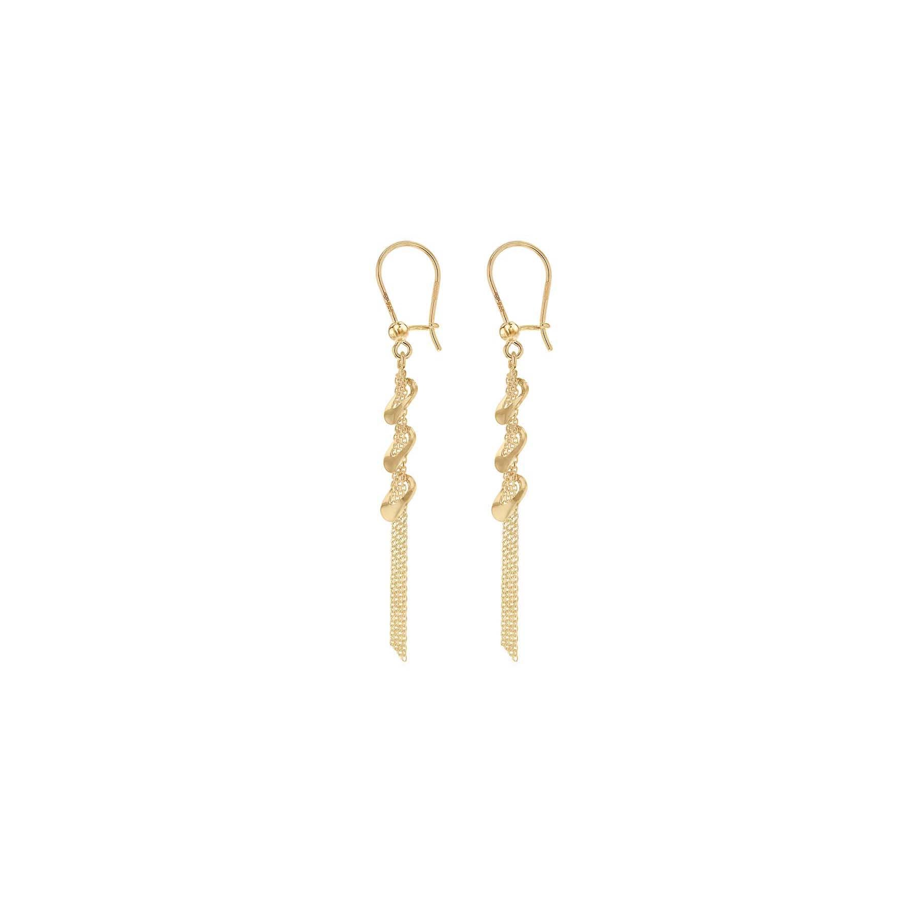 9ct Yellow Gold Spiral Link Tassel Drop Earrings