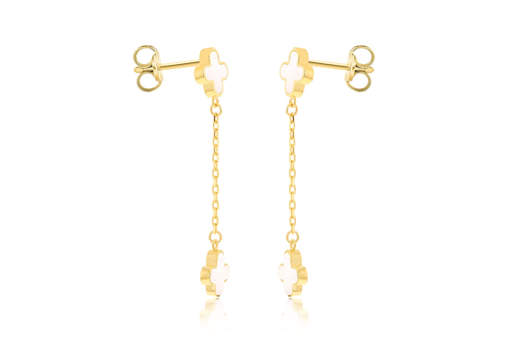 9ct Yellow Gold Mother of Pearl Petal Drop Stud Earrings