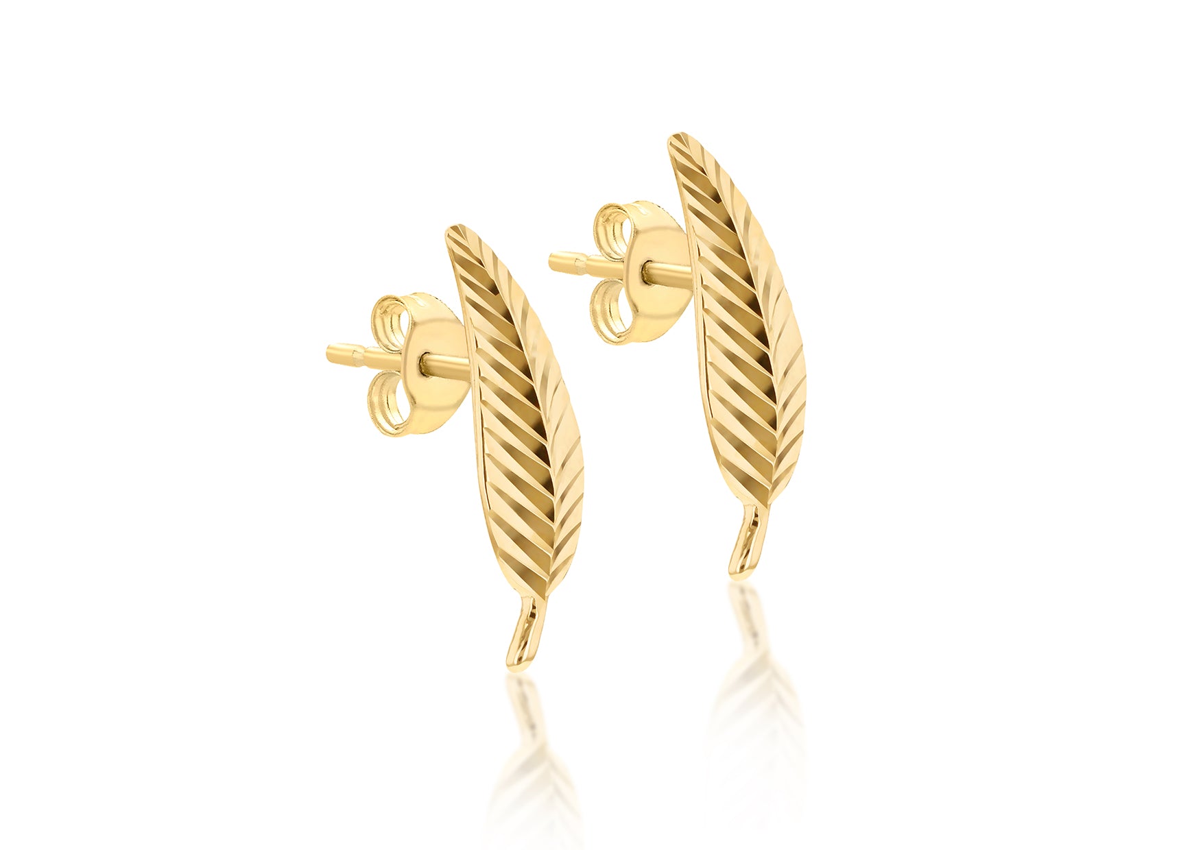 9ct Yellow Gold Fern Leaf Stud Earrings