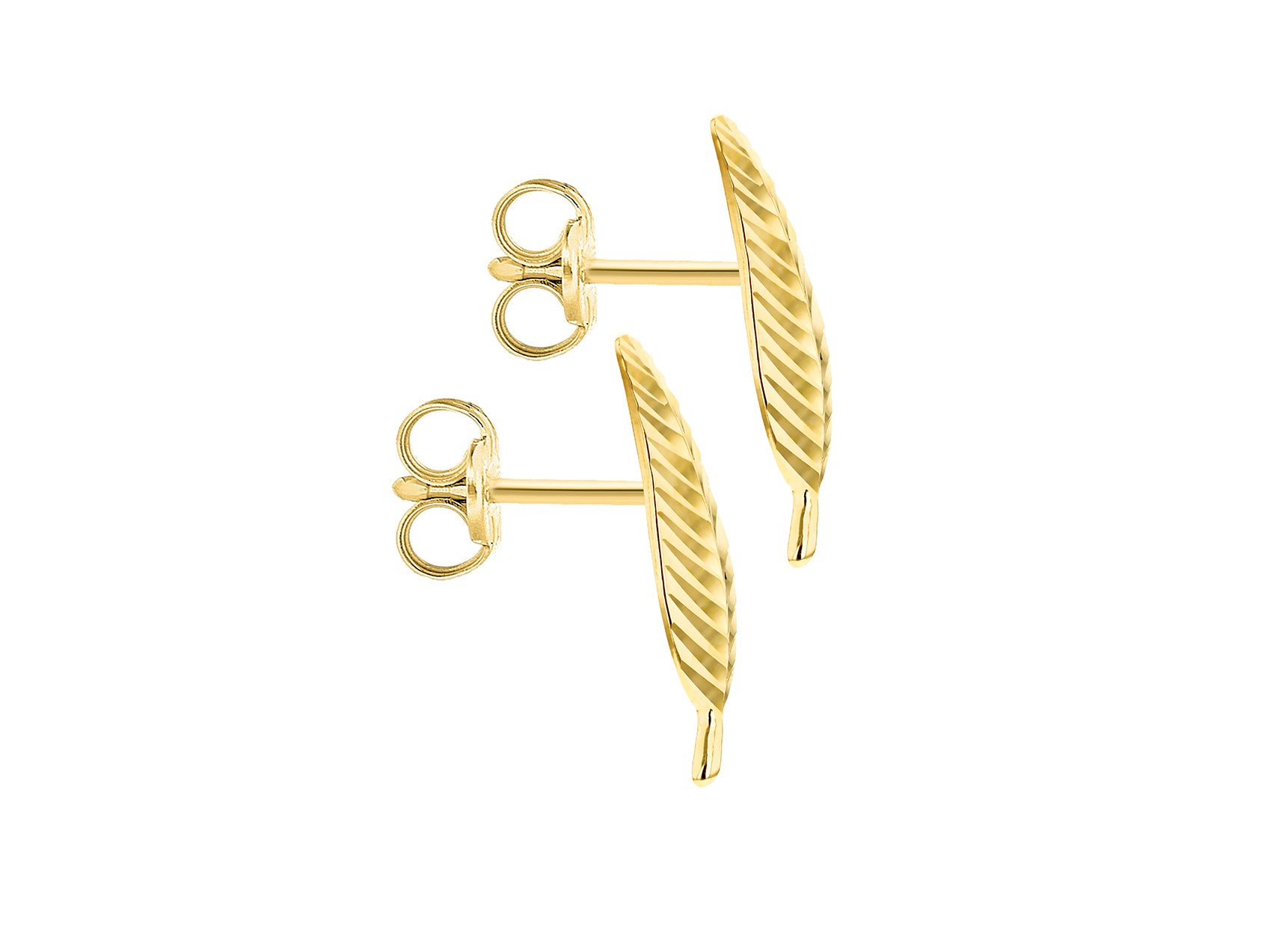 9ct Yellow Gold Fern Leaf Stud Earrings