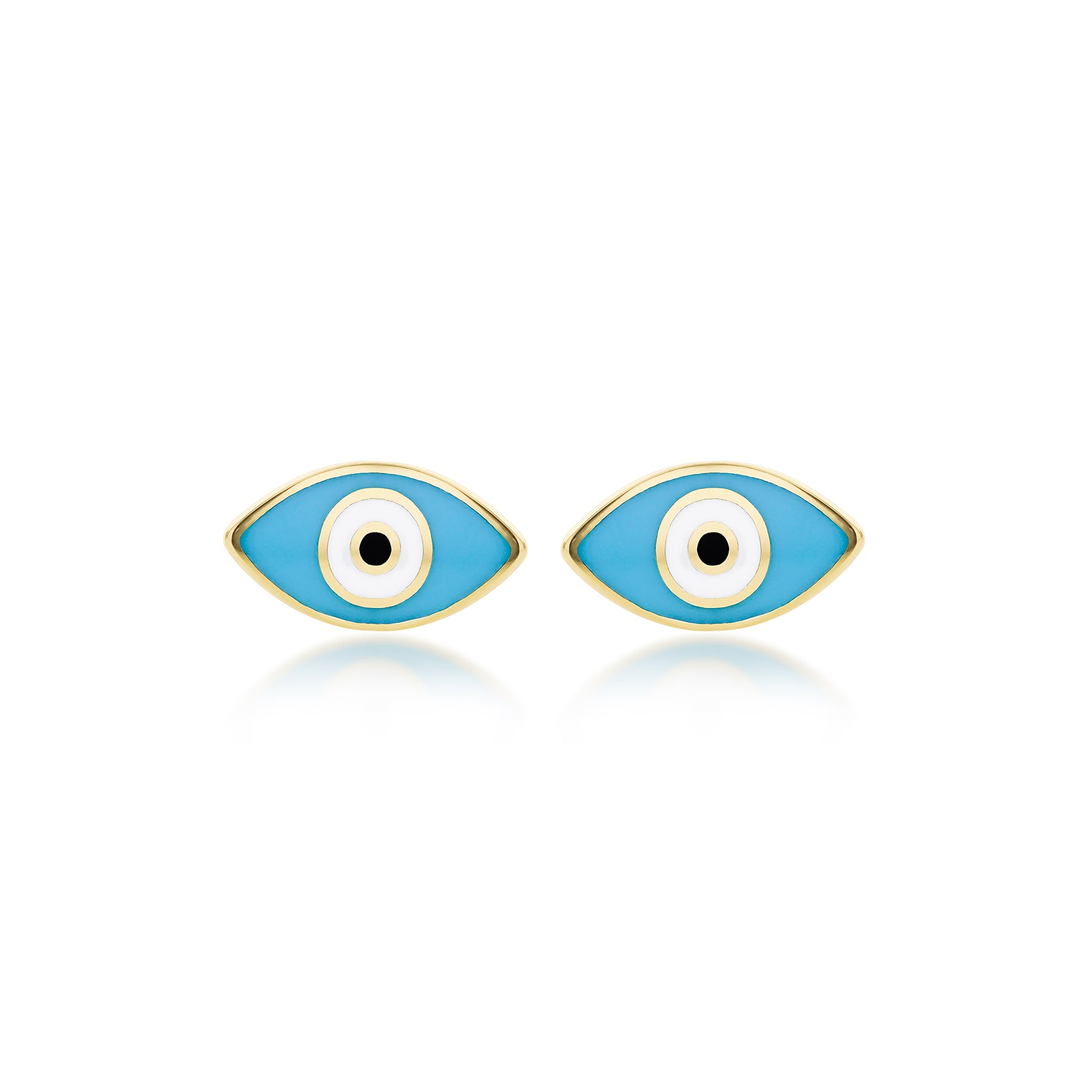 9ct Yellow Gold Enamel Evil Eye Stud Earrings