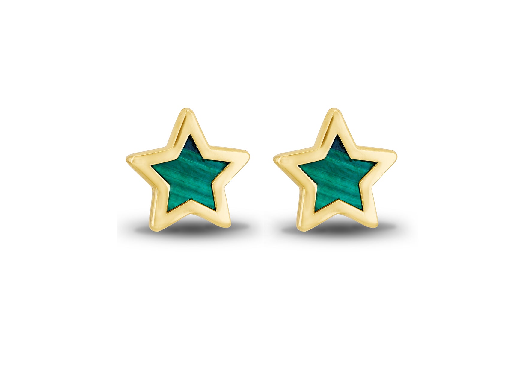 9ct Yellow Gold Malachite Star Stud Earrings