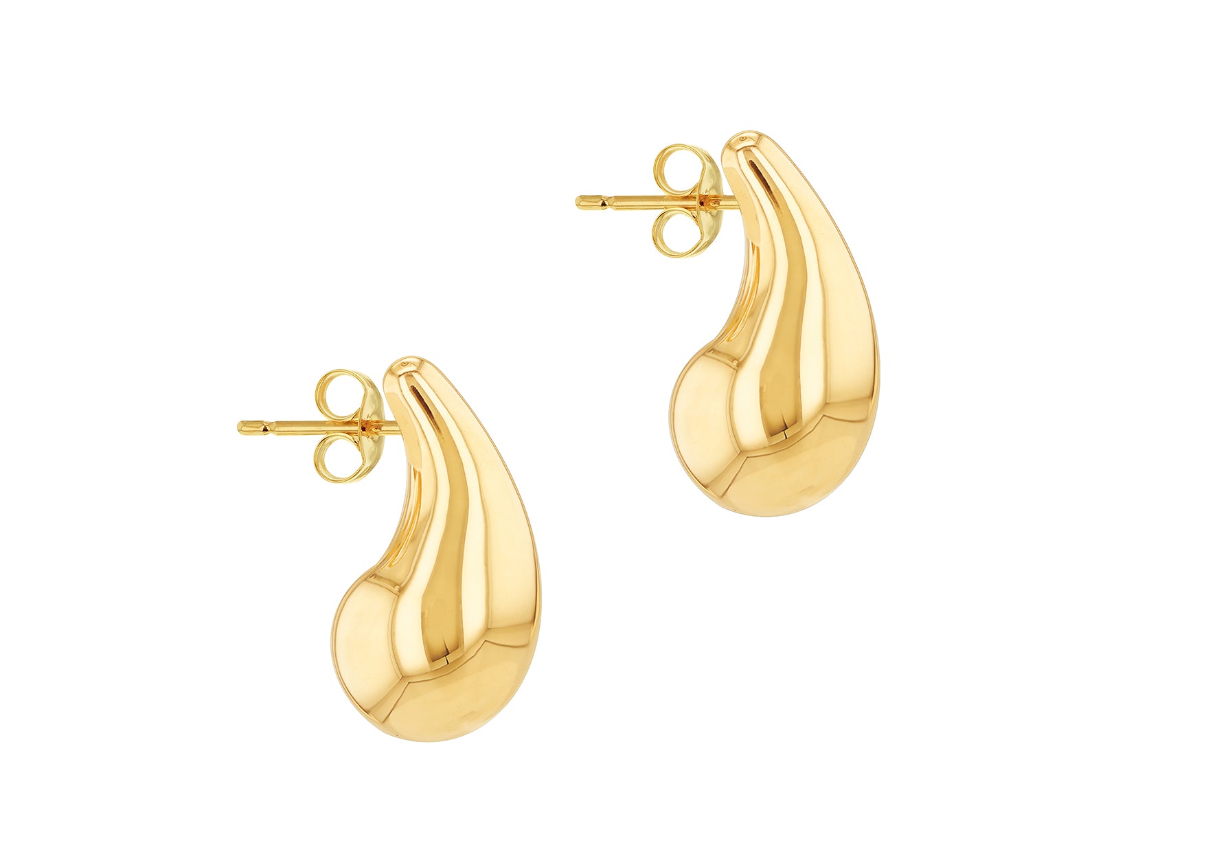 9ct Yellow Gold Bell Teardrop Stud Earrings