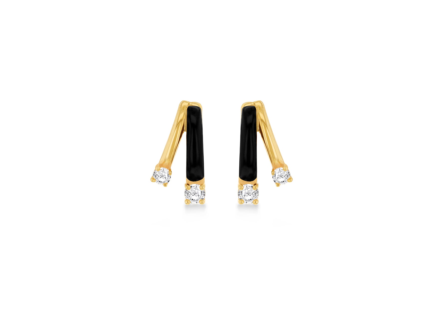 9ct Yellow Gold 0.03ct & 0.04ct Diamond Bar Stud Earrings