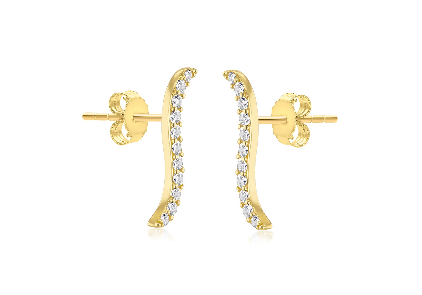 9ct Yellow Gold White Zirconia Twirl Earrings