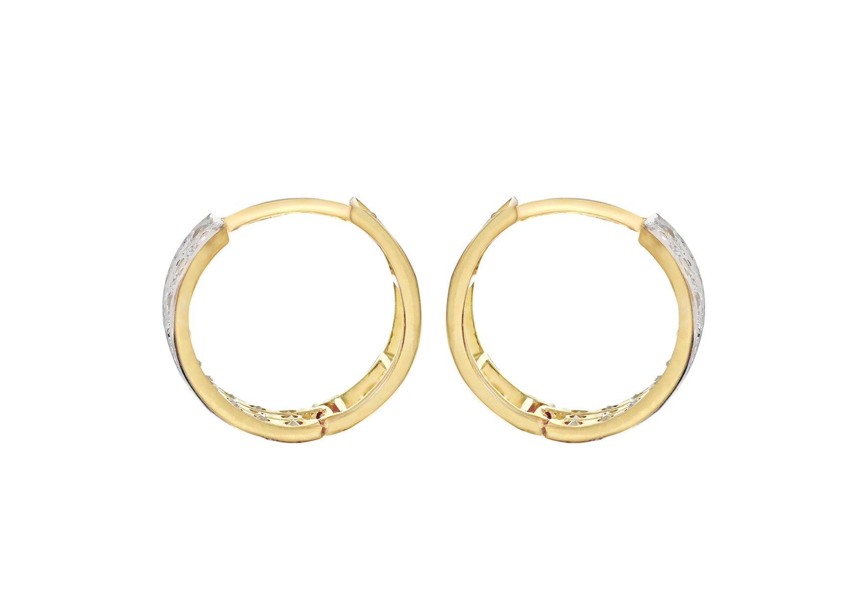 9ct Yellow Gold Triple Row Zirconia Huggy Earrings
