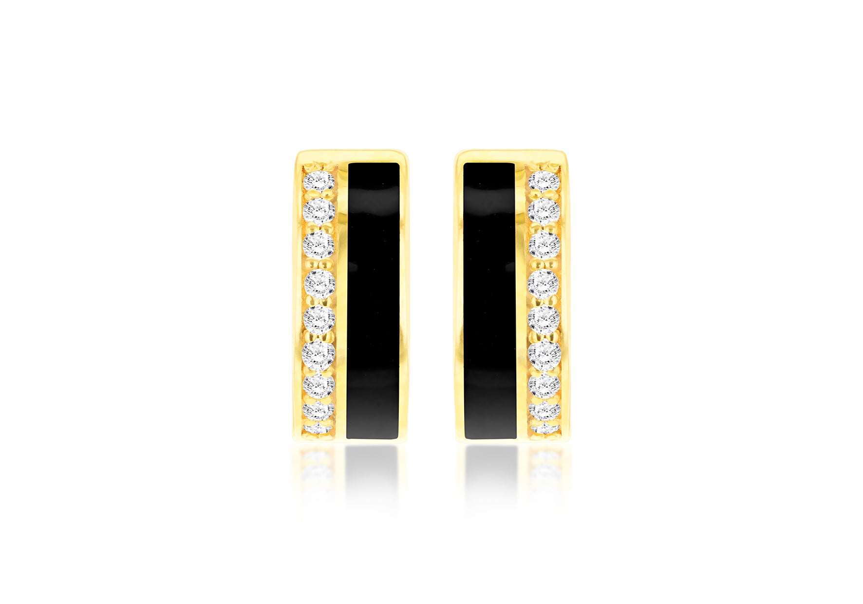 9ct Yellow Gold 0.90ct Diamond Crescent Stud Earrings