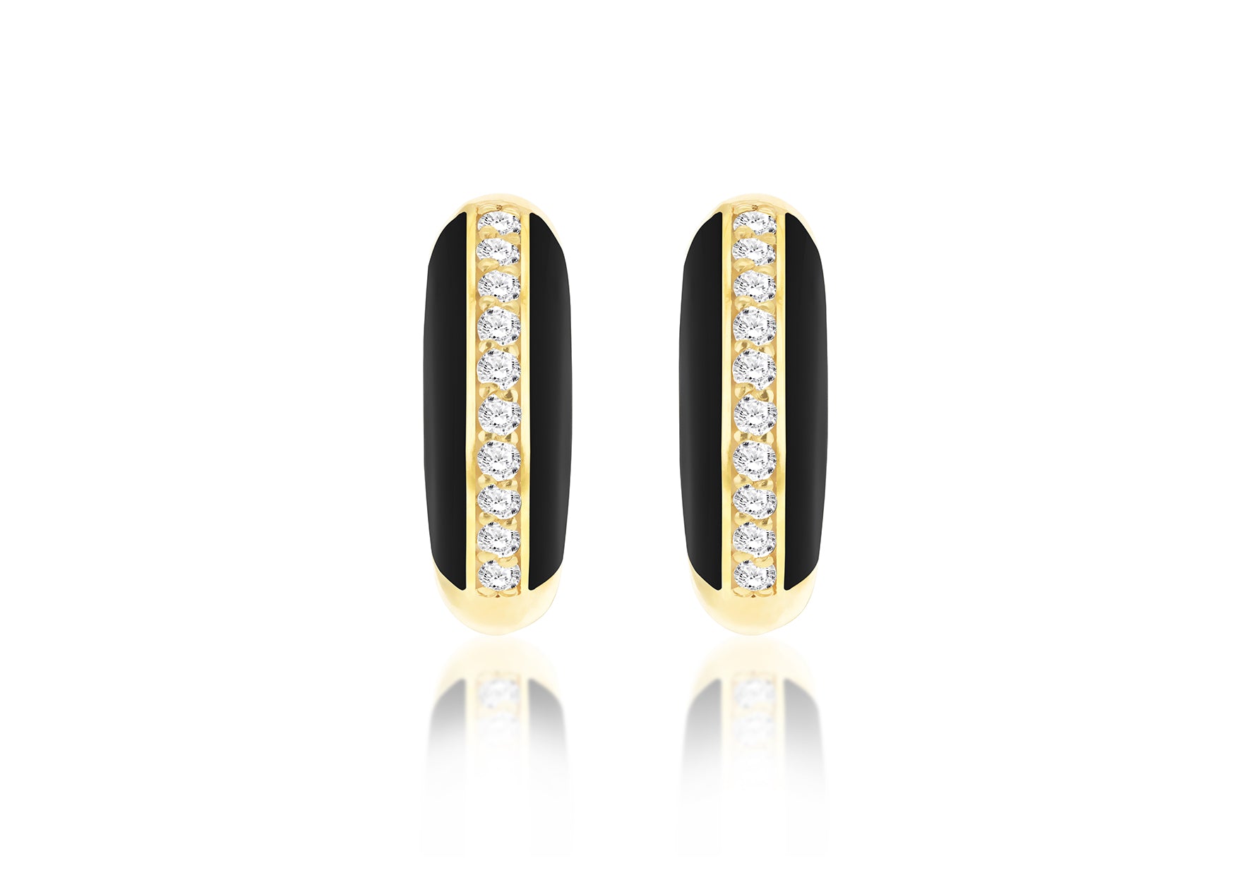9ct Yellow Gold 0.100ct Diamond Stripe Hoop Earrings