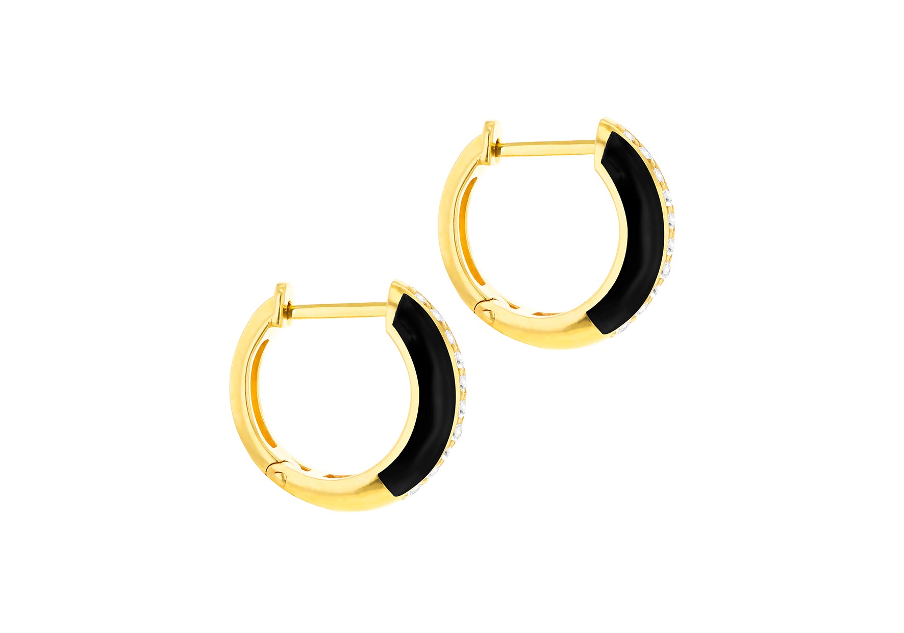9ct Yellow Gold 0.100ct Diamond Stripe Hoop Earrings