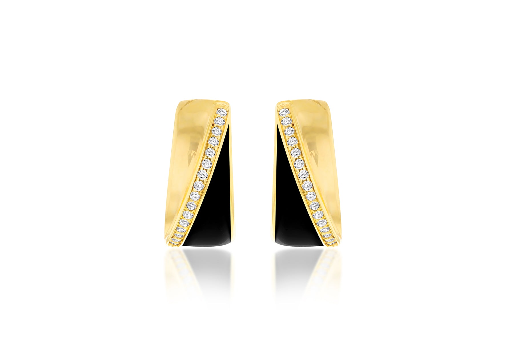 9ct Yellow Gold 0.60ct Diamond Curved Edge Stud Earrings