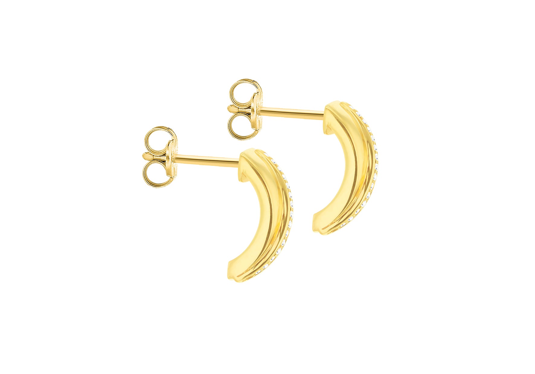 9ct Yellow Gold 0.60ct Diamond Curved Edge Stud Earrings