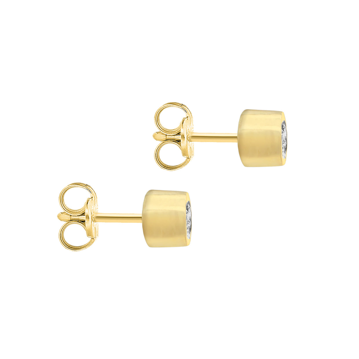 9ct Yellow Gold 0.05ct Diamond Round Stud Earrings