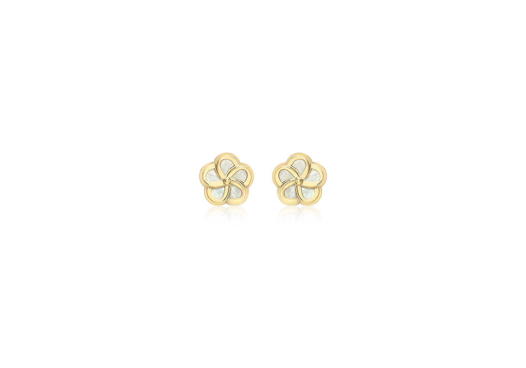 9ct Yellow Gold Mother of Pearl Flower Stud Earrings