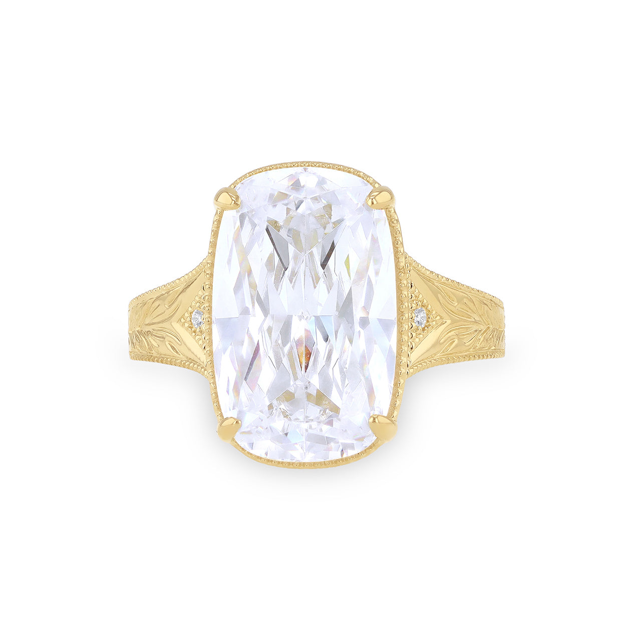 9ct Yellow Gold Cushion Cut White Zirconia Ring