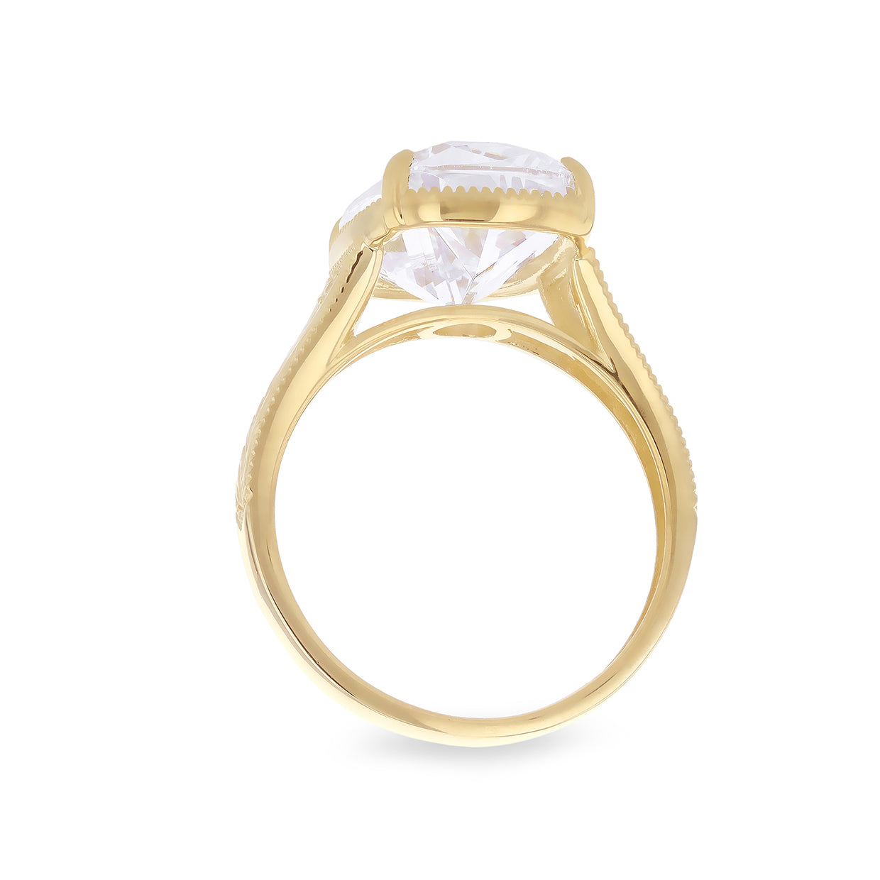 9ct Yellow Gold Cushion Cut White Zirconia Ring
