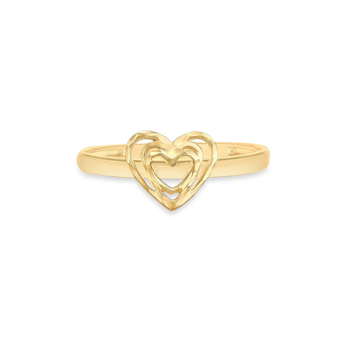 9ct Yellow Gold Diamond Cut Triple Open-Heart Ring