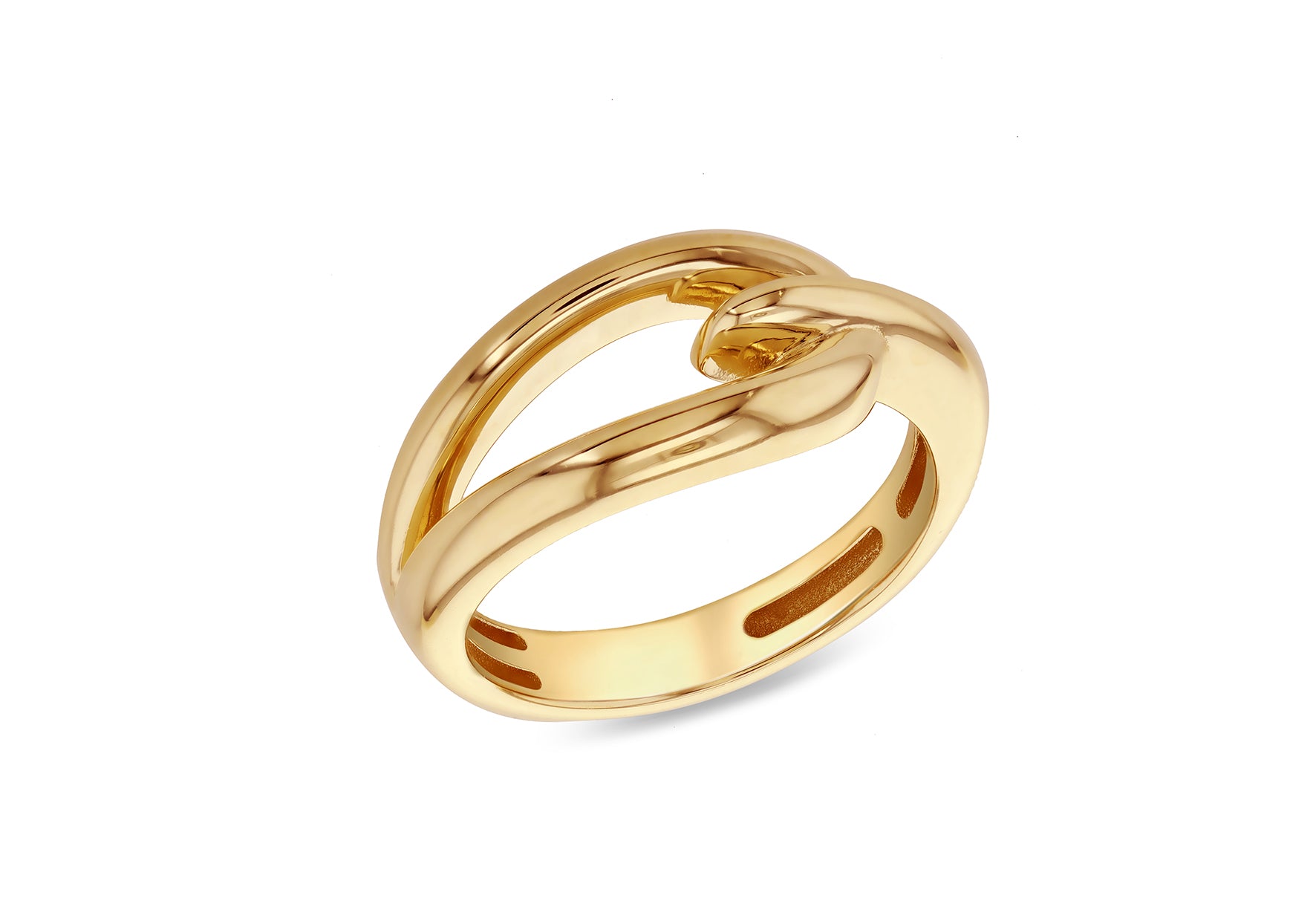 9ct Yellow Gold Hooked Crossover Knot Ring