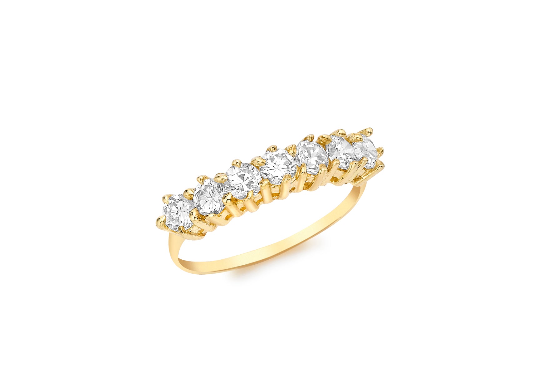 9ct Yellow Gold Seven Stone Zirconia Half-Eternity Ring