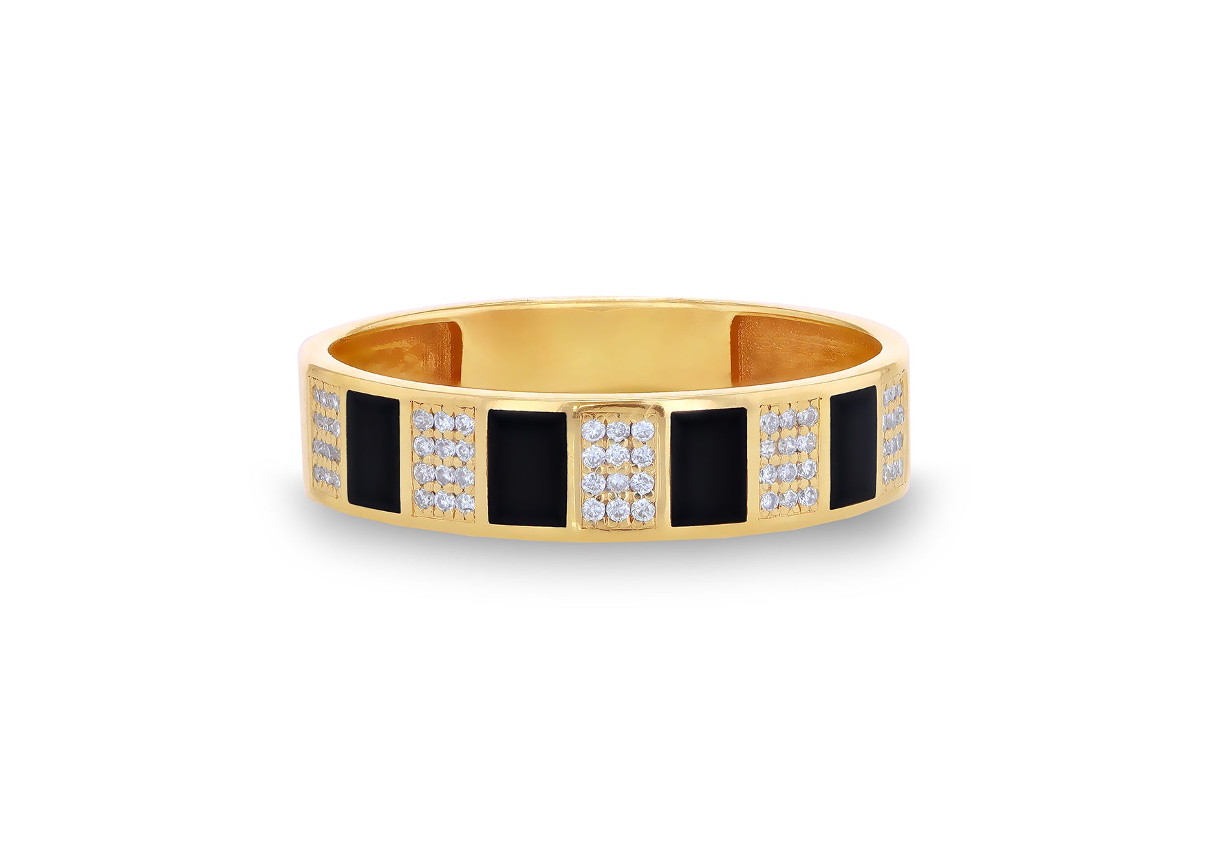 9ct Yellow Gold 0.5ct Diamond Array Black Box Band Ring