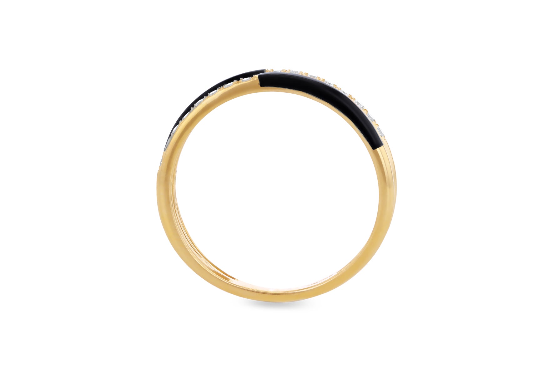 9ct Yellow Gold 0.005ct Diamond Plaid Twin Bar Band Ring