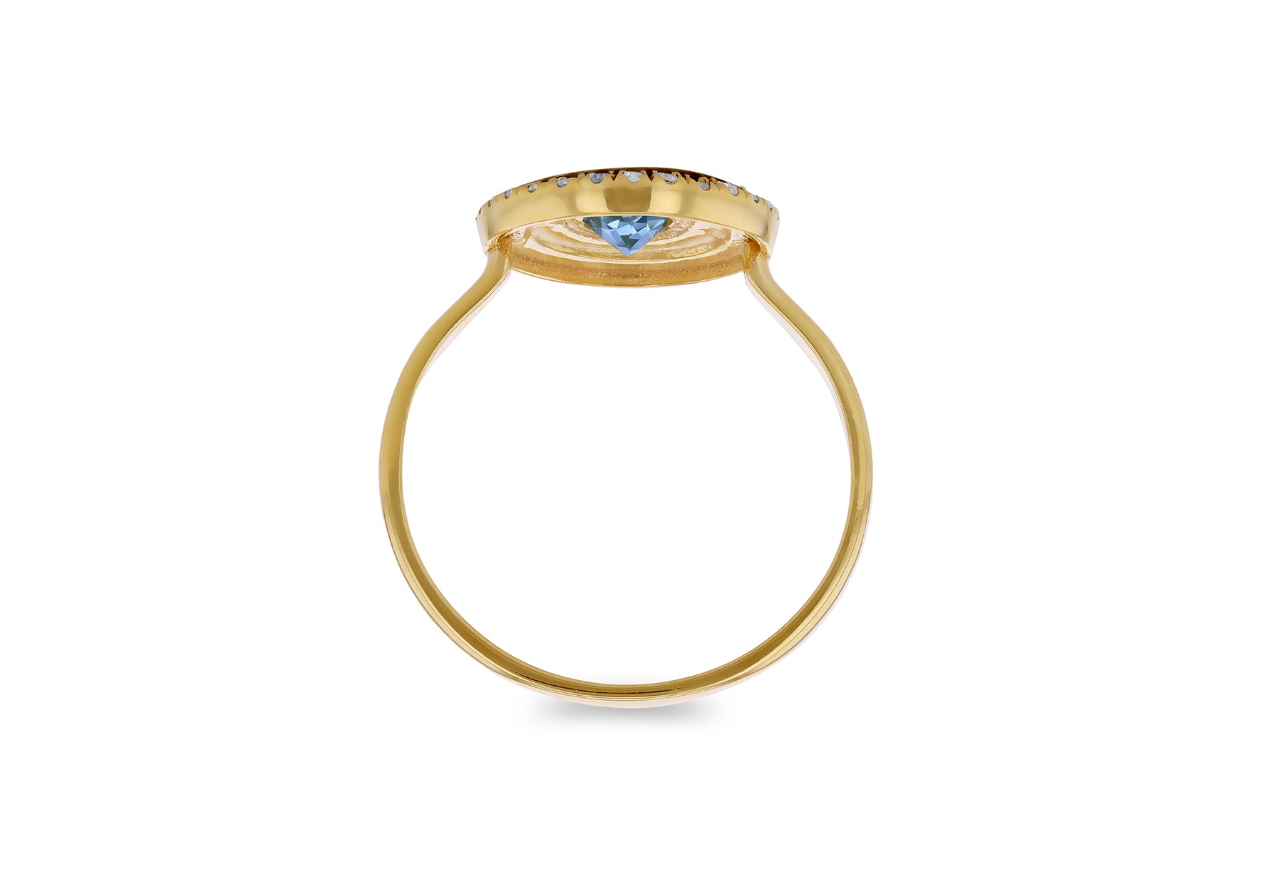 9ct Yellow Gold Blue Topaz & 0.005ct Diamond Ring