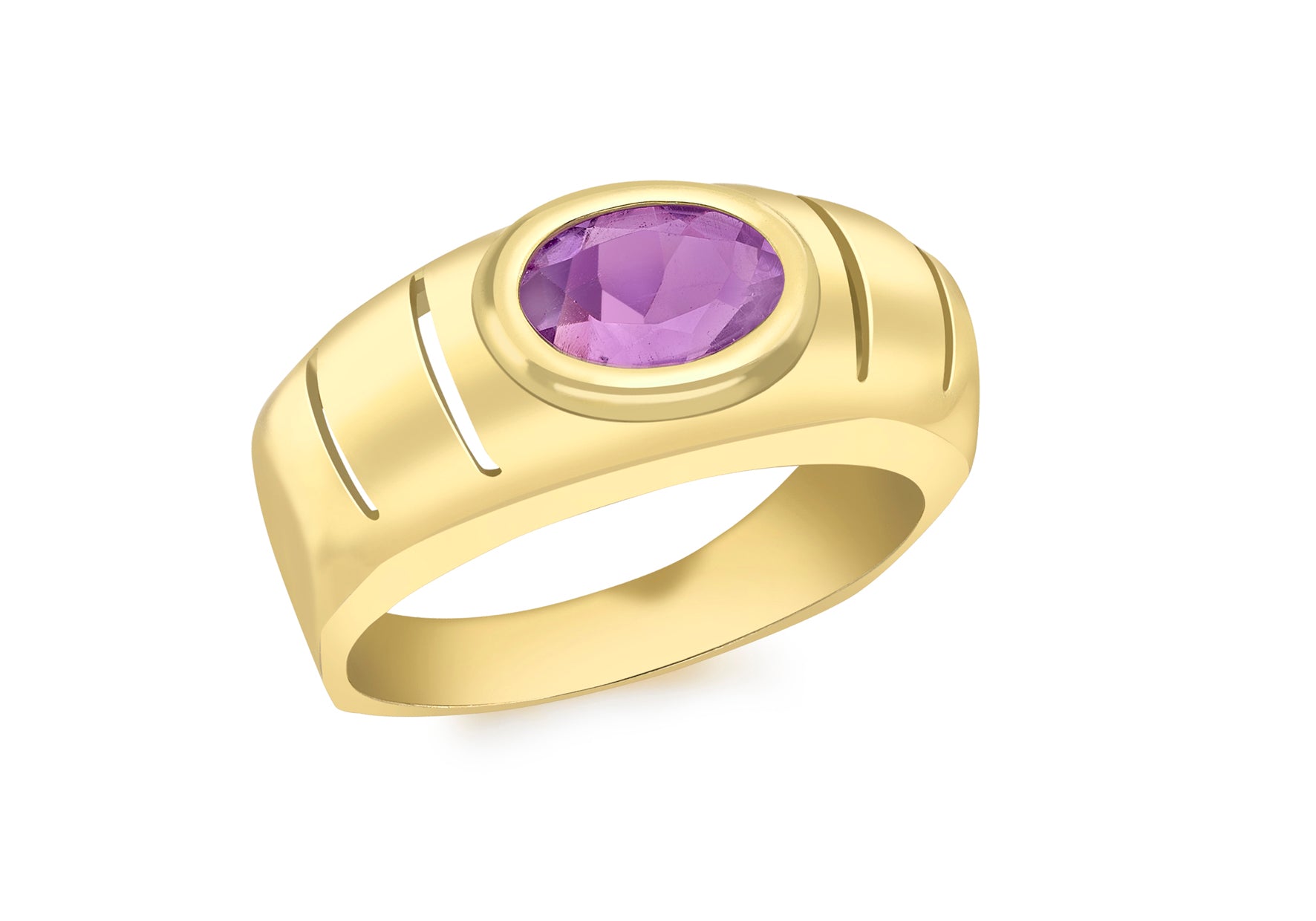 9ct Yellow Gold Oval Amethyst Signet Ring