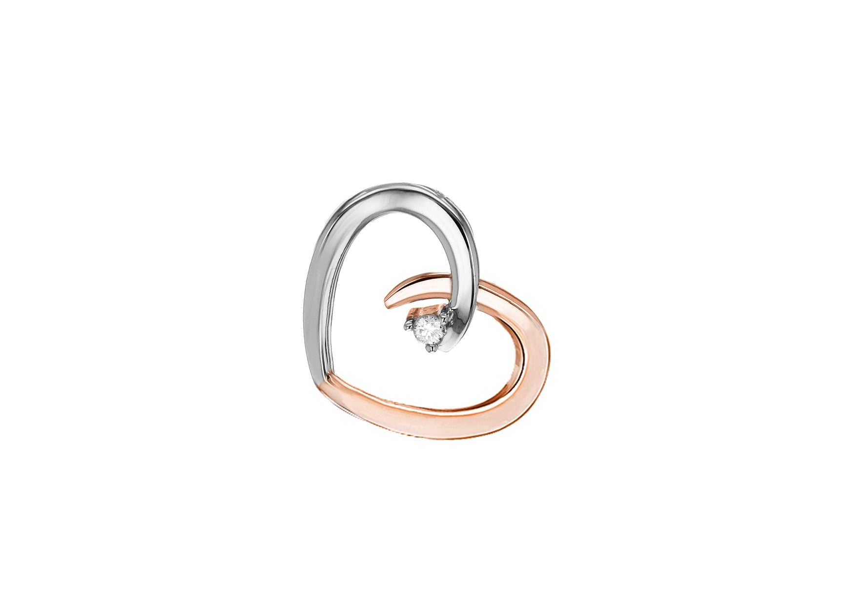 9ct Two-Tone Gold 0.02ct Diamond Heart Slider Pendant
