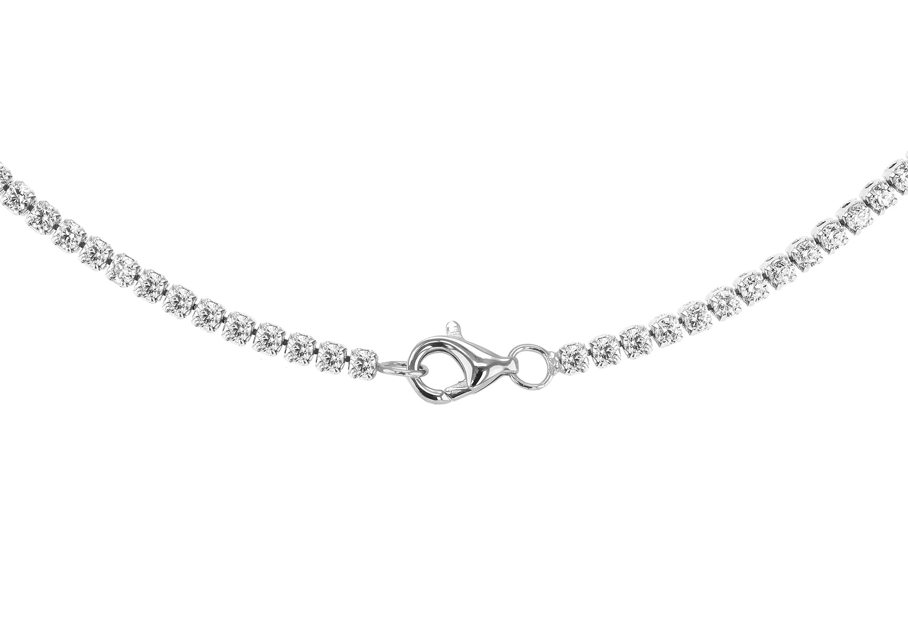 9ct White Gold White Zirconia Flexible Tennis Necklace