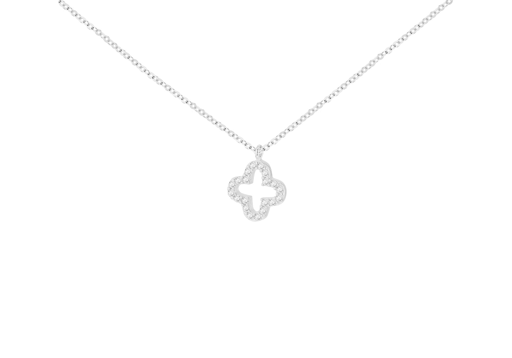 9ct White Gold Zirconia Petal Necklace