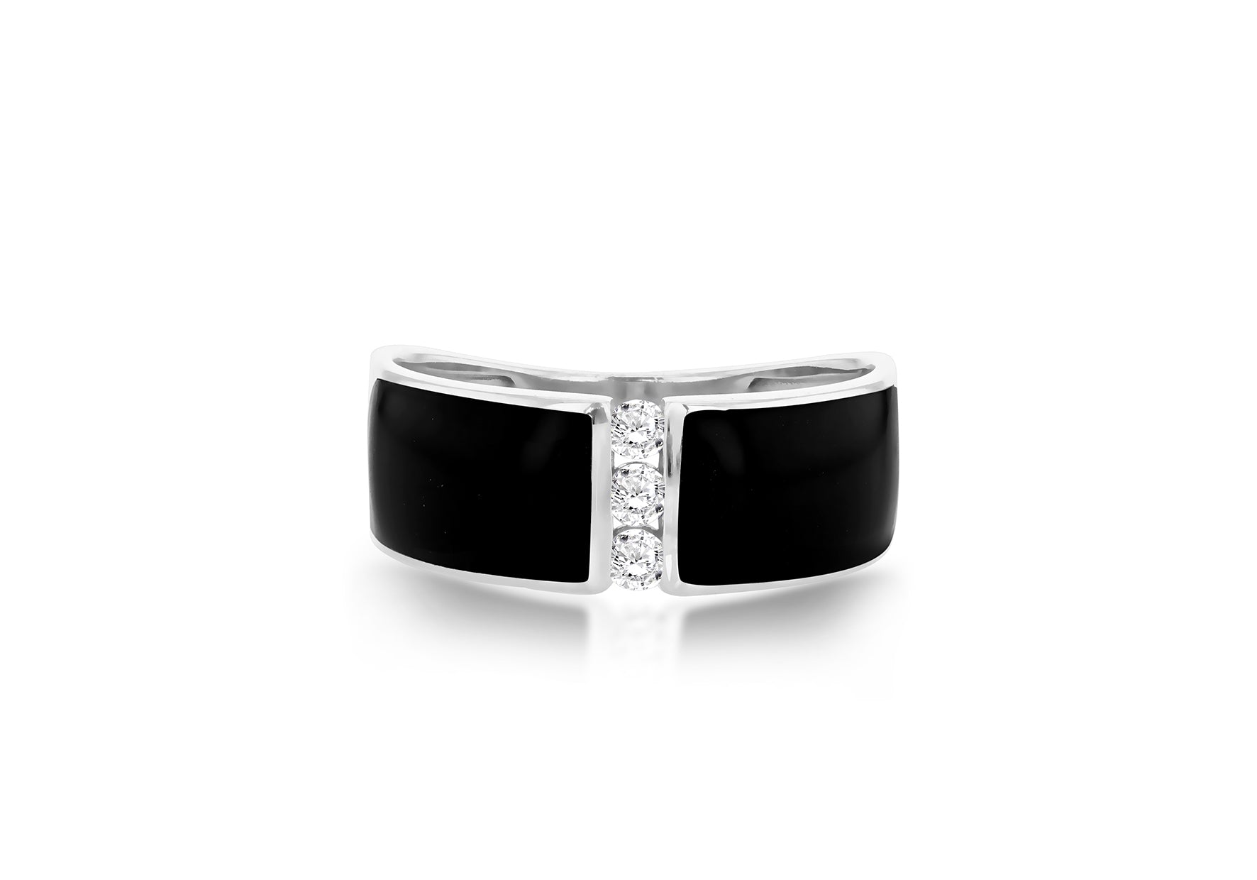 9ct White Gold 0.15ct Diamond Black Band Ring