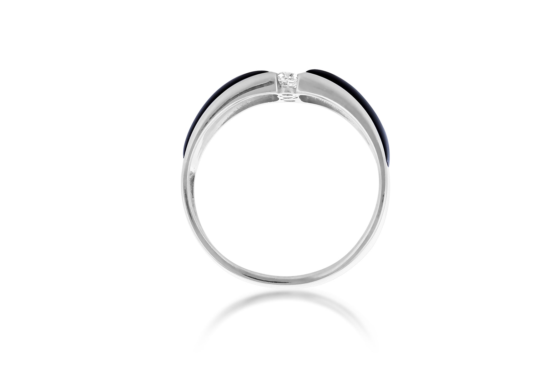 9ct White Gold 0.15ct Diamond Black Band Ring