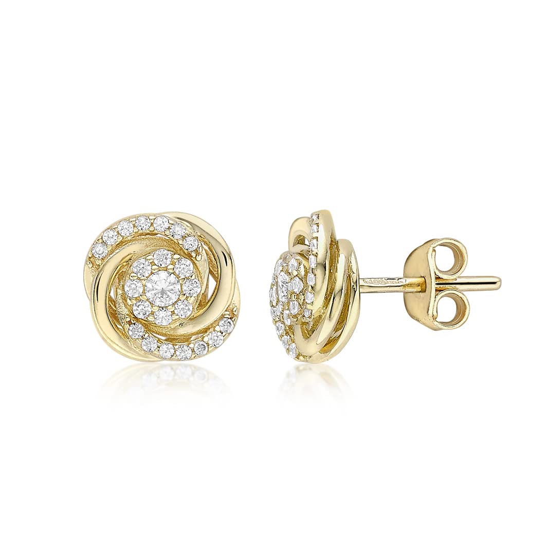 9ct Yellow Gold Zirconia Rose Stud Earrings